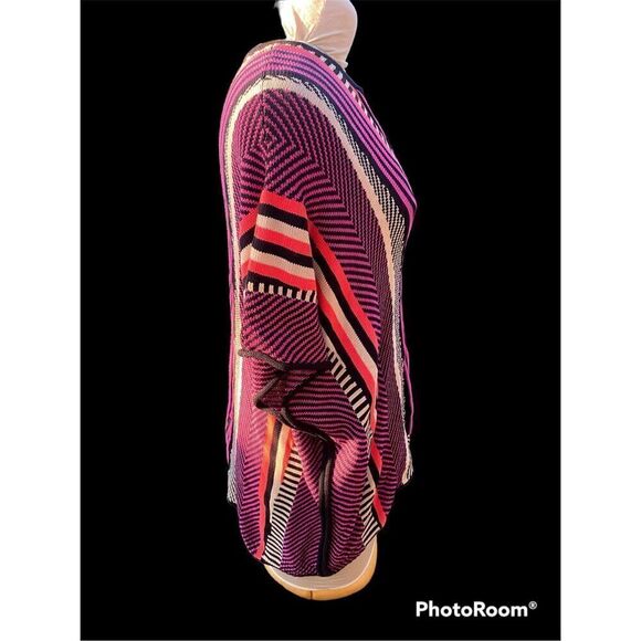 Trina Turk Poncho Pullover V-Neck Multi-Color Pima Cotton Boho Yellowstone - Picture 4 of 7